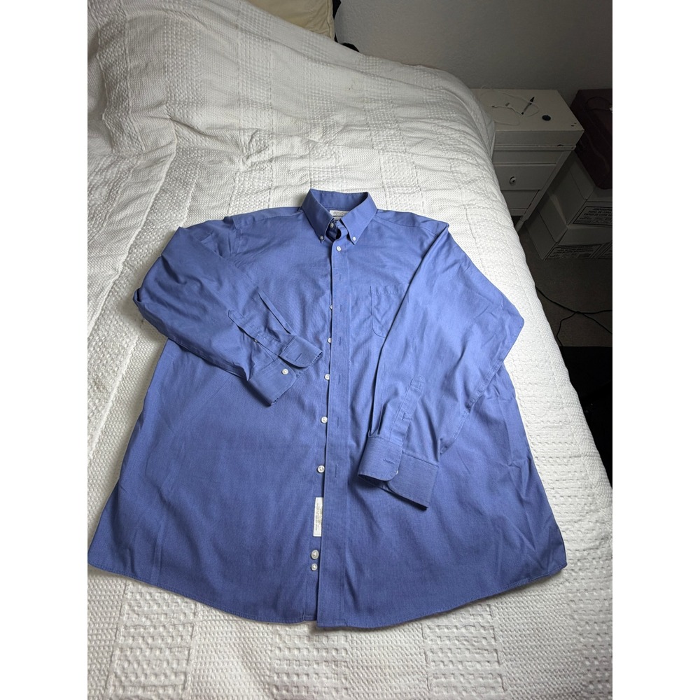 Roundtree & Yorke Gold Label Blue Non-Iron Dress Shirt 18 34/35 Fitted Corpcore